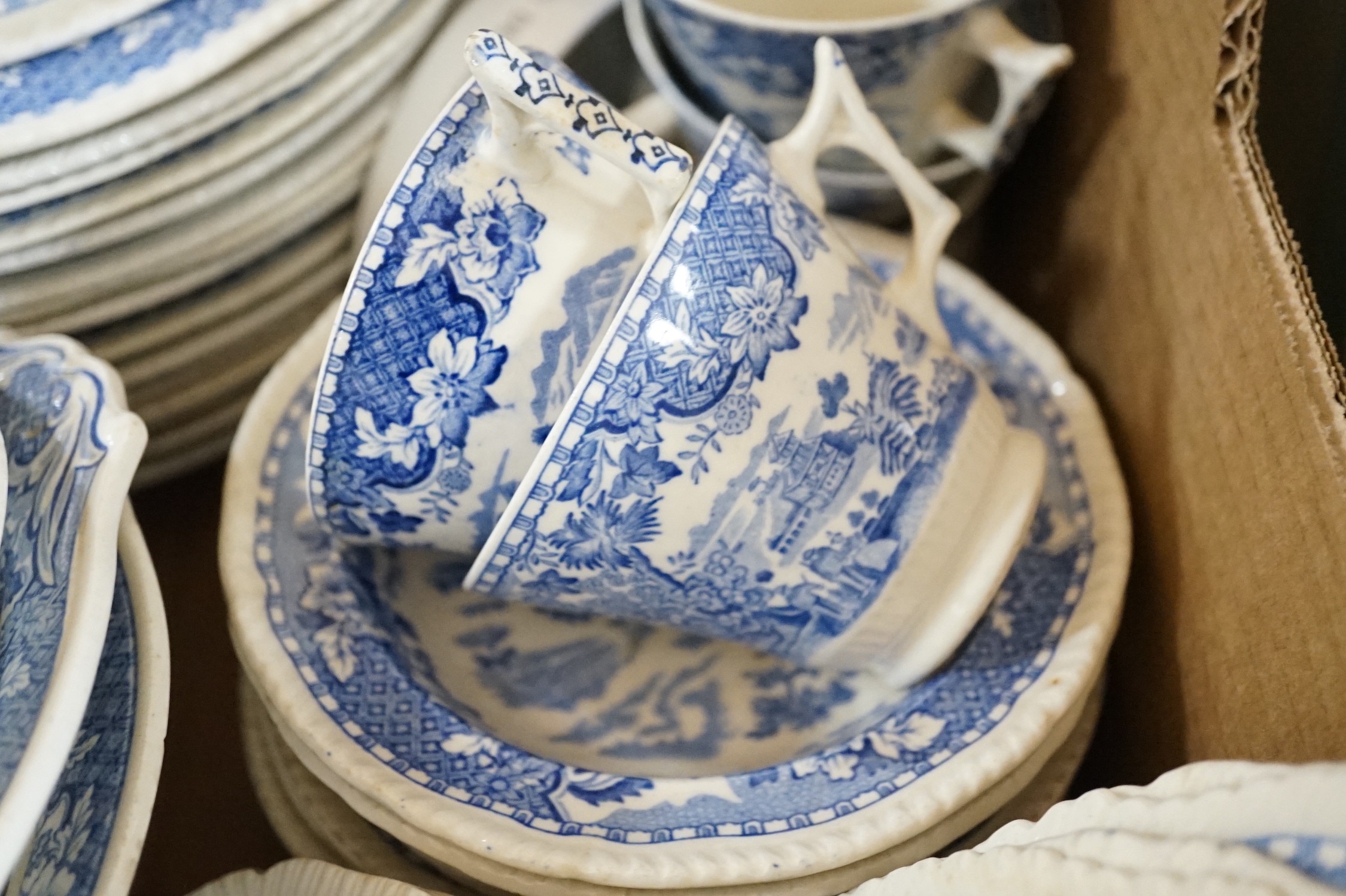 A quantity of blue and white ceramics